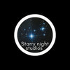 Starry night studios logo with a black background