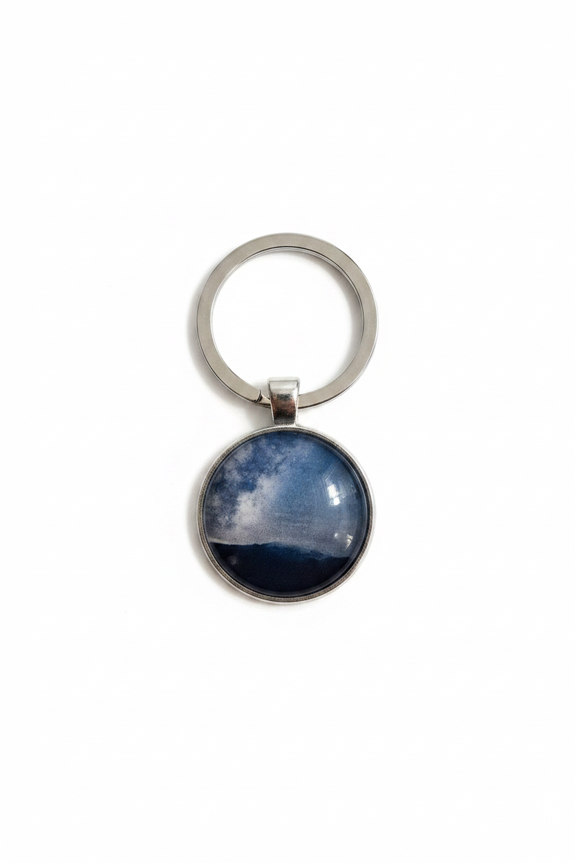 Blue night sky keychain no glare