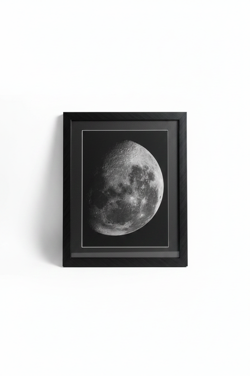 Moon framed print on white background