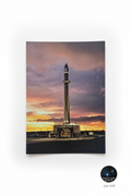 Rocket Ascending Blue Sky - White Background